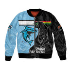 NRL Panthers-Shark Mascot Custom Bomber Jacket Cracked Metal Style