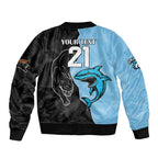 NRL Panthers-Shark Mascot Custom Bomber Jacket Cracked Metal Style