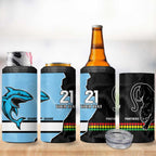 NRL Panthers-Shark Mascot Custom 4 in 1 Can Cooler Tumbler Cracked Metal Style