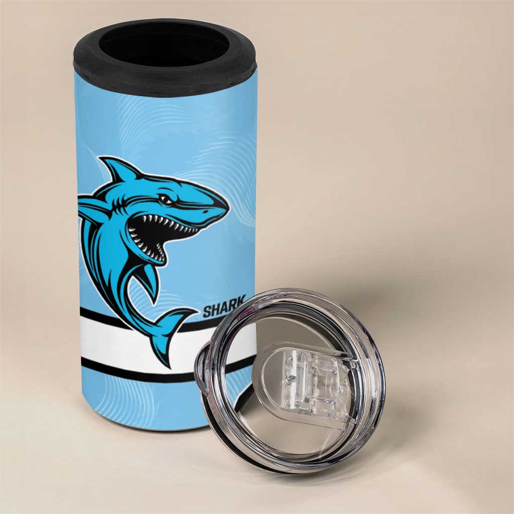 NRL Panthers-Shark Mascot Custom 4 in 1 Can Cooler Tumbler Cracked Metal Style