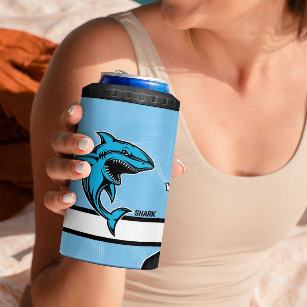 NRL Panthers-Shark Mascot Custom 4 in 1 Can Cooler Tumbler Cracked Metal Style