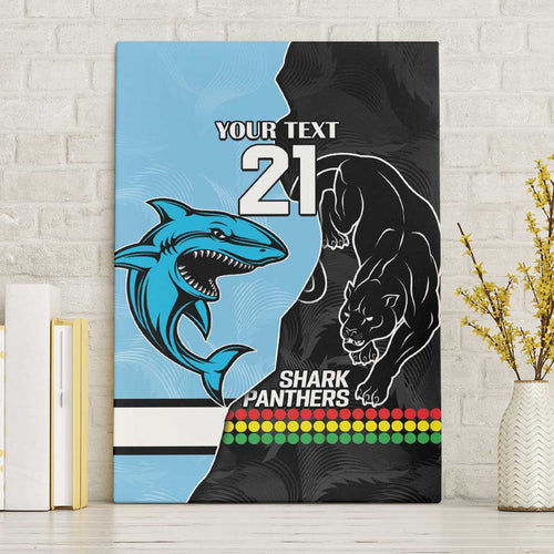 NRL Panthers-Shark Mascot Custom Canvas Wall Art Cracked Metal Style