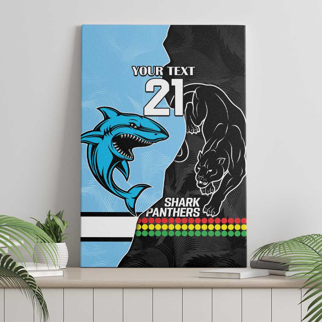 NRL Panthers-Shark Mascot Custom Canvas Wall Art Cracked Metal Style