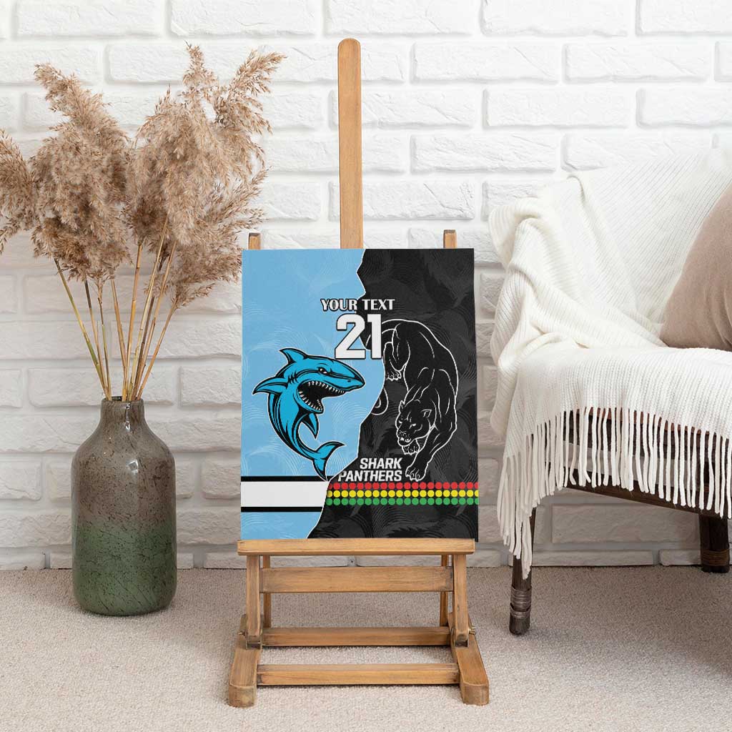 NRL Panthers-Shark Mascot Custom Canvas Wall Art Cracked Metal Style