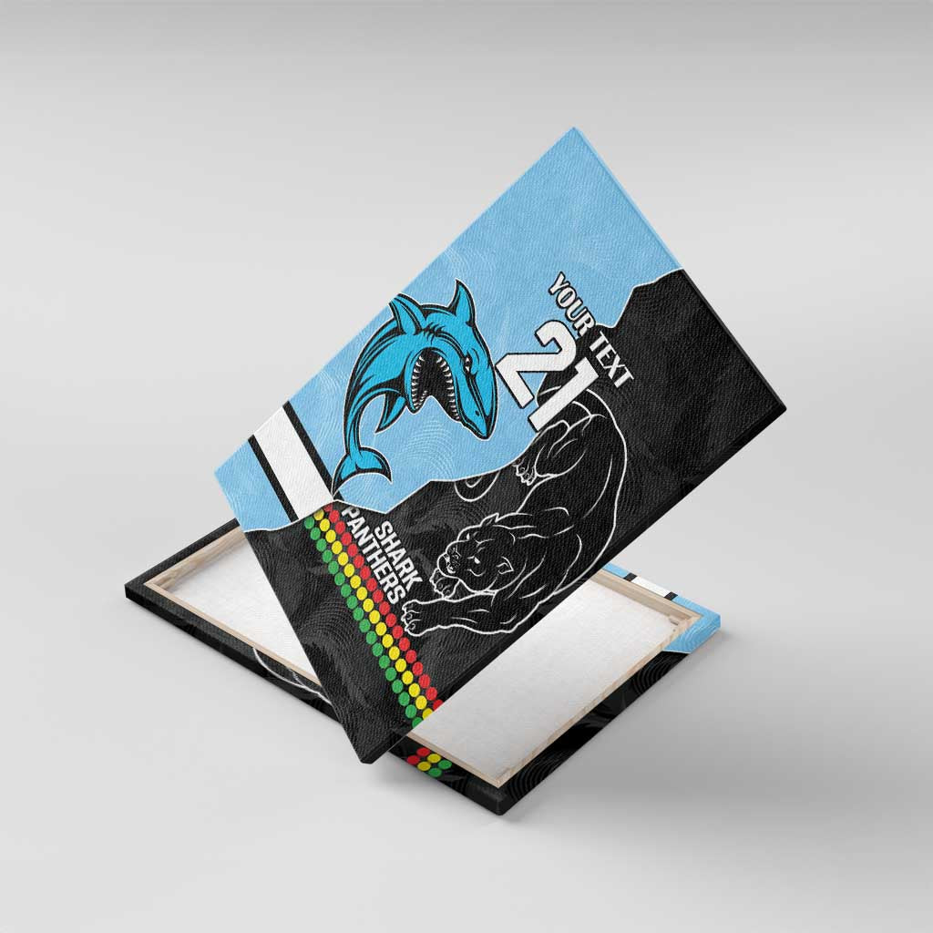 NRL Panthers-Shark Mascot Custom Canvas Wall Art Cracked Metal Style