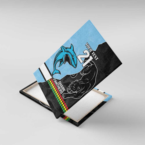 NRL Panthers-Shark Mascot Custom Canvas Wall Art Cracked Metal Style