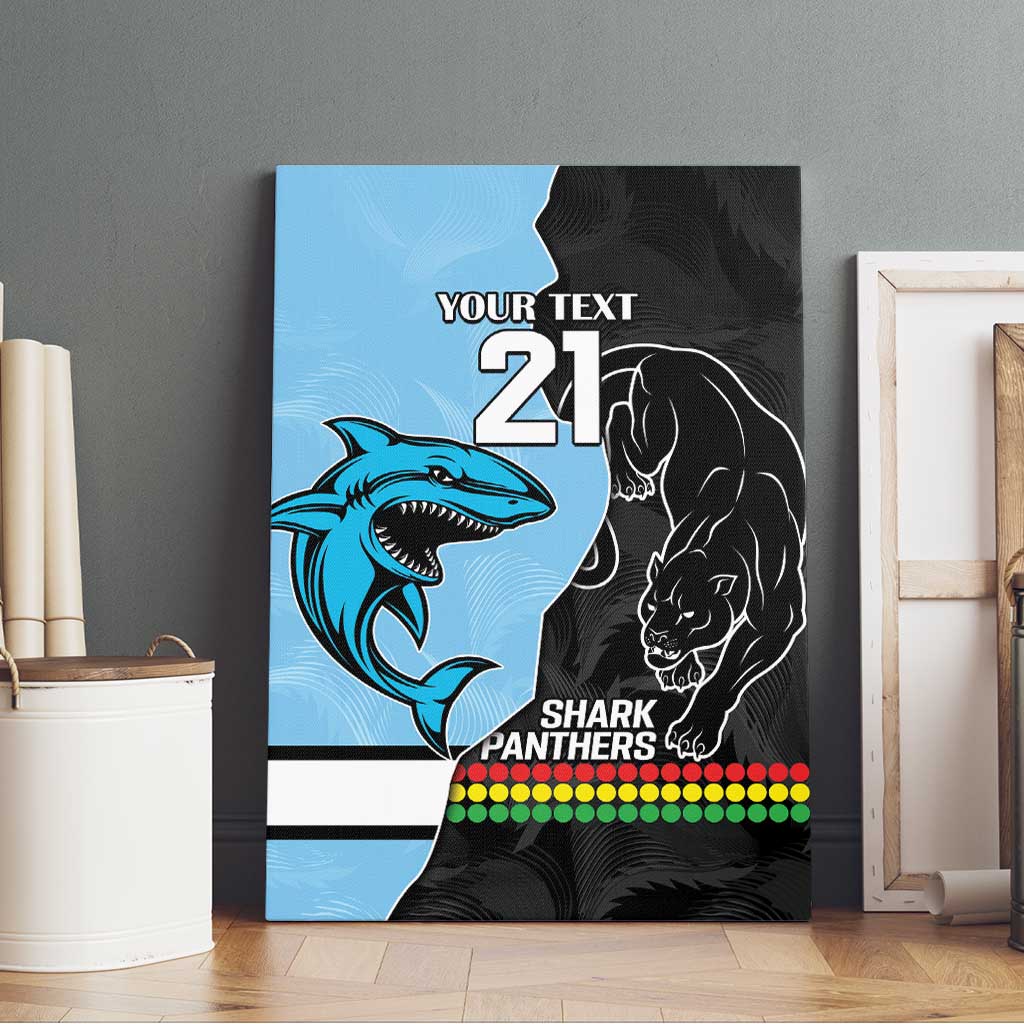 NRL Panthers-Shark Mascot Custom Canvas Wall Art Cracked Metal Style