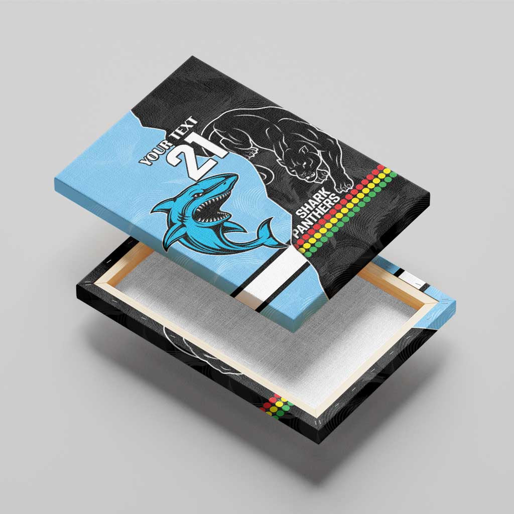NRL Panthers-Shark Mascot Custom Canvas Wall Art Cracked Metal Style