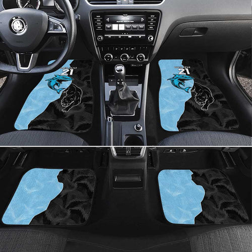 NRL Panthers-Shark Mascot Custom Car Mats Cracked Metal Style