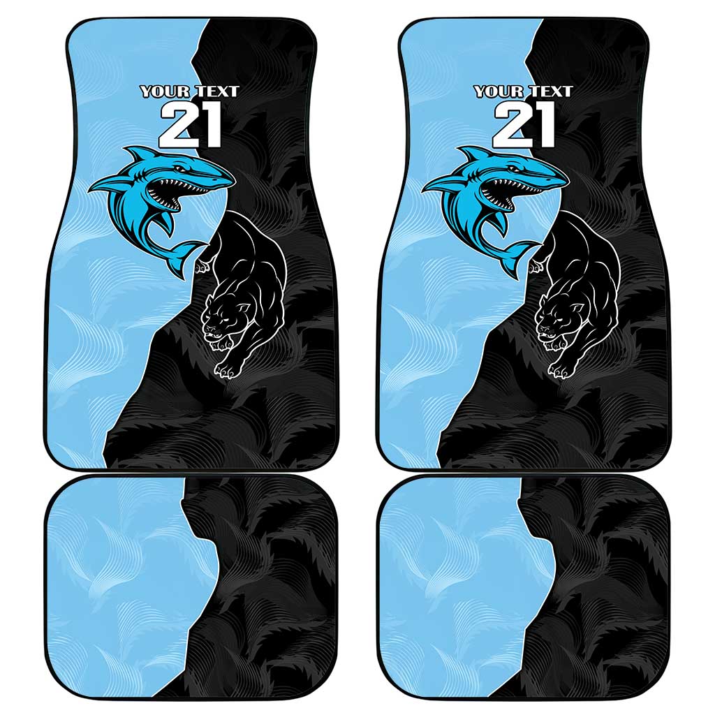NRL Panthers-Shark Mascot Custom Car Mats Cracked Metal Style
