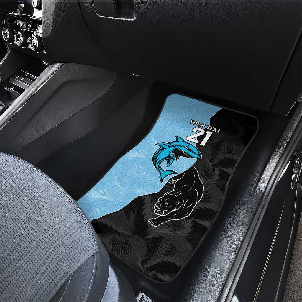 NRL Panthers-Shark Mascot Custom Car Mats Cracked Metal Style
