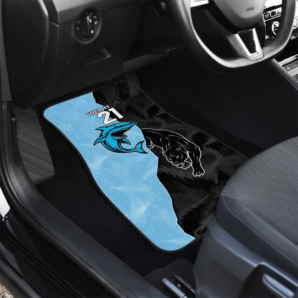 NRL Panthers-Shark Mascot Custom Car Mats Cracked Metal Style