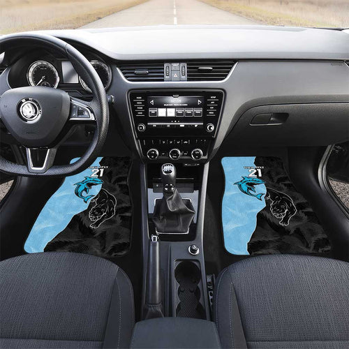 NRL Panthers-Shark Mascot Custom Car Mats Cracked Metal Style