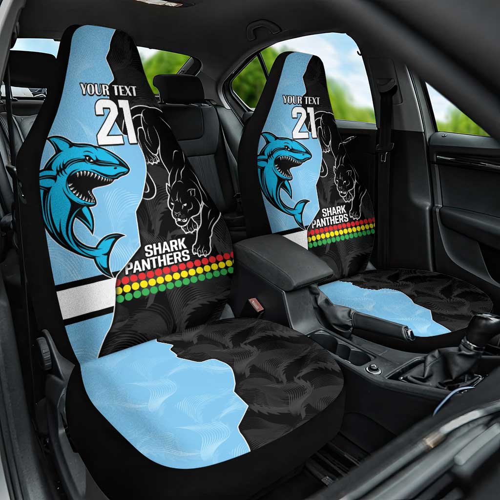 NRL Panthers-Shark Mascot Custom Car Seat Cover Cracked Metal Style