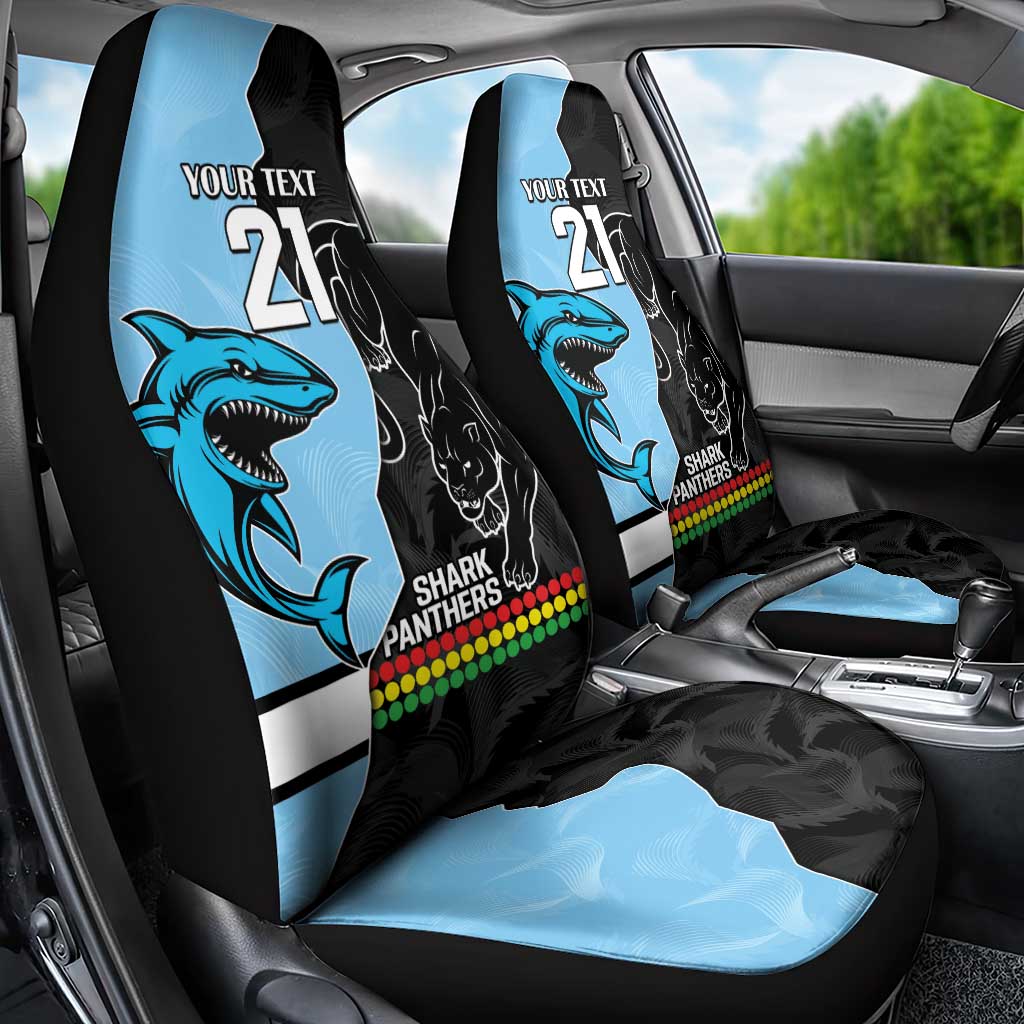 NRL Panthers-Shark Mascot Custom Car Seat Cover Cracked Metal Style