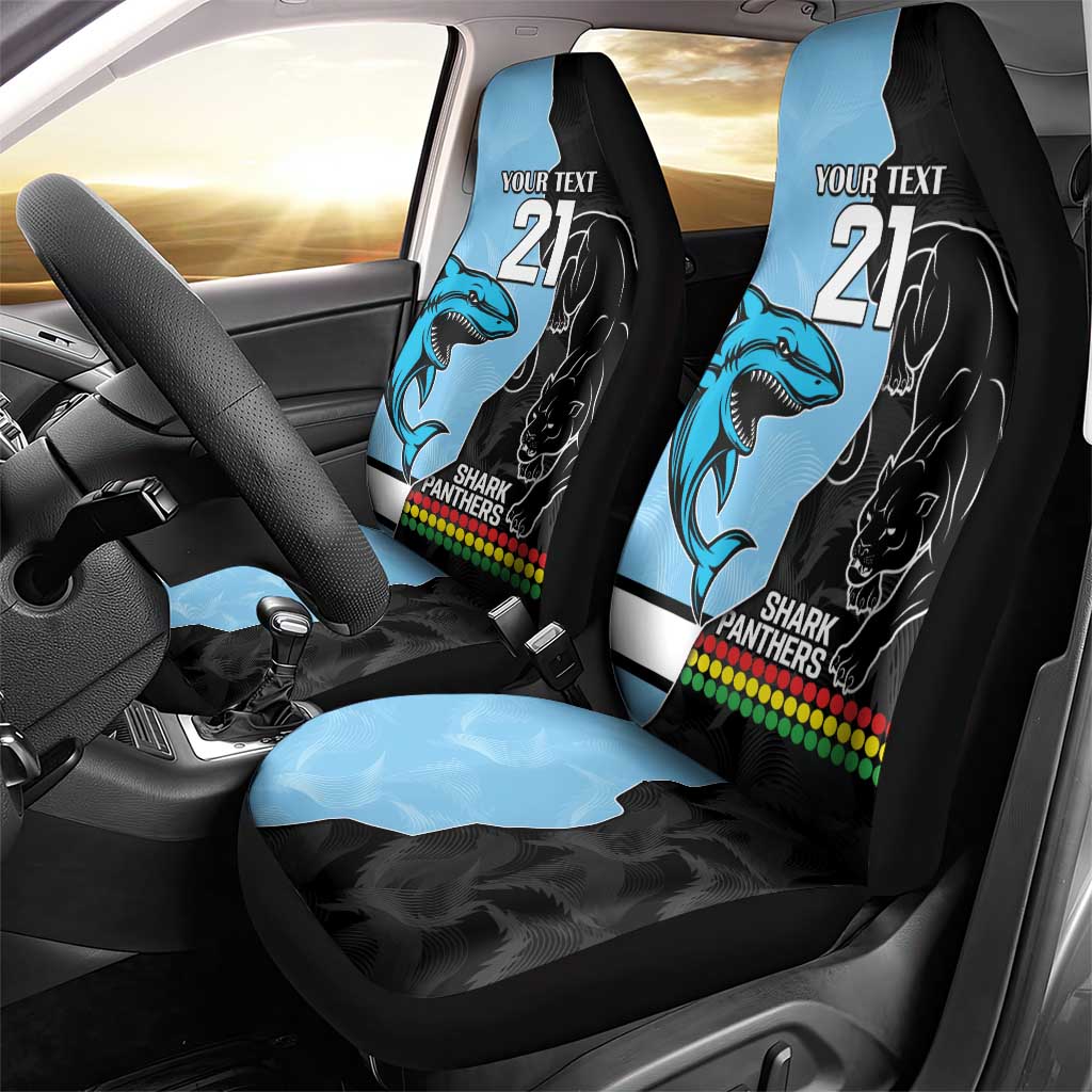 NRL Panthers-Shark Mascot Custom Car Seat Cover Cracked Metal Style