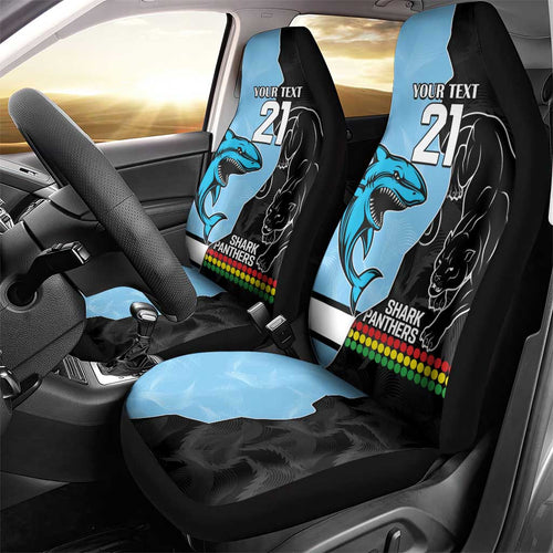 NRL Panthers-Shark Mascot Custom Car Seat Cover Cracked Metal Style
