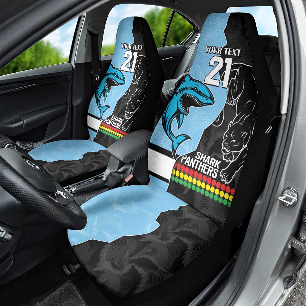 NRL Panthers-Shark Mascot Custom Car Seat Cover Cracked Metal Style