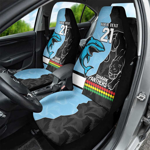 NRL Panthers-Shark Mascot Custom Car Seat Cover Cracked Metal Style