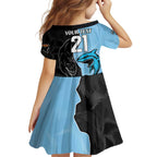 NRL Panthers-Shark Mascot Custom Family Matching Long Sleeve Bodycon Dress and Hawaiian Shirt Cracked Metal Style