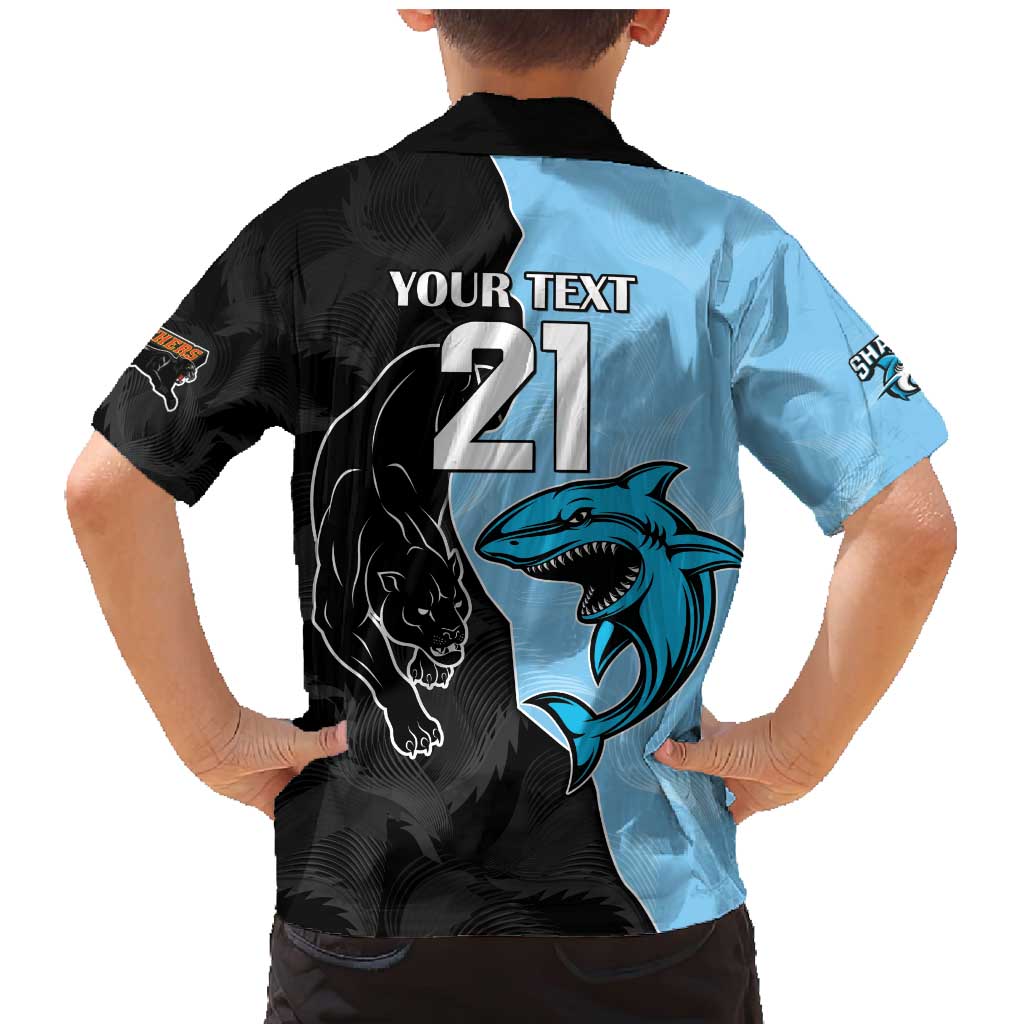 NRL Panthers-Shark Mascot Custom Family Matching Mermaid Dress and Hawaiian Shirt Cracked Metal Style