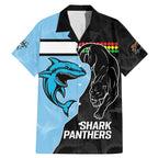 NRL Panthers-Shark Mascot Custom Family Matching Mermaid Dress and Hawaiian Shirt Cracked Metal Style