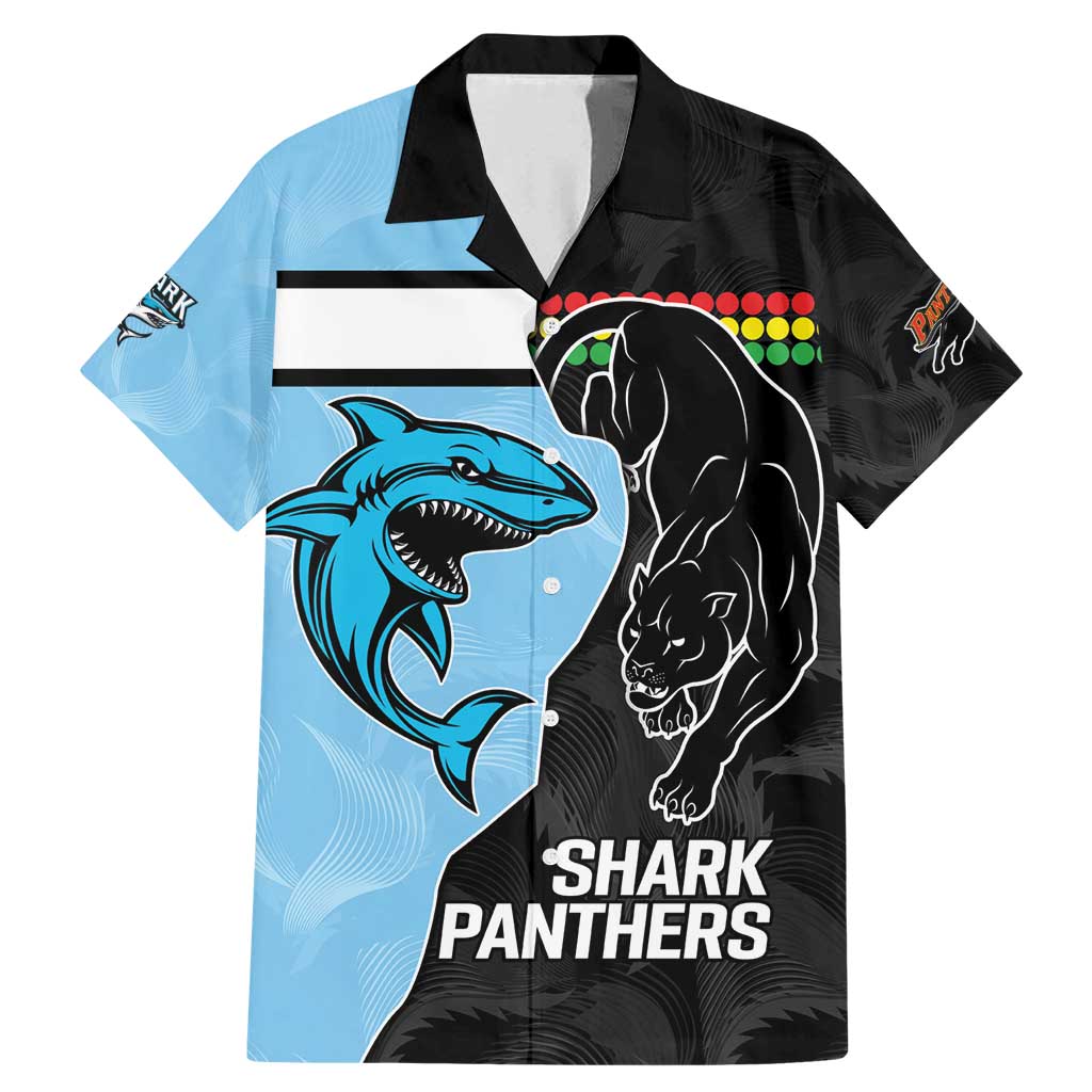 NRL Panthers-Shark Mascot Custom Family Matching Mermaid Dress and Hawaiian Shirt Cracked Metal Style