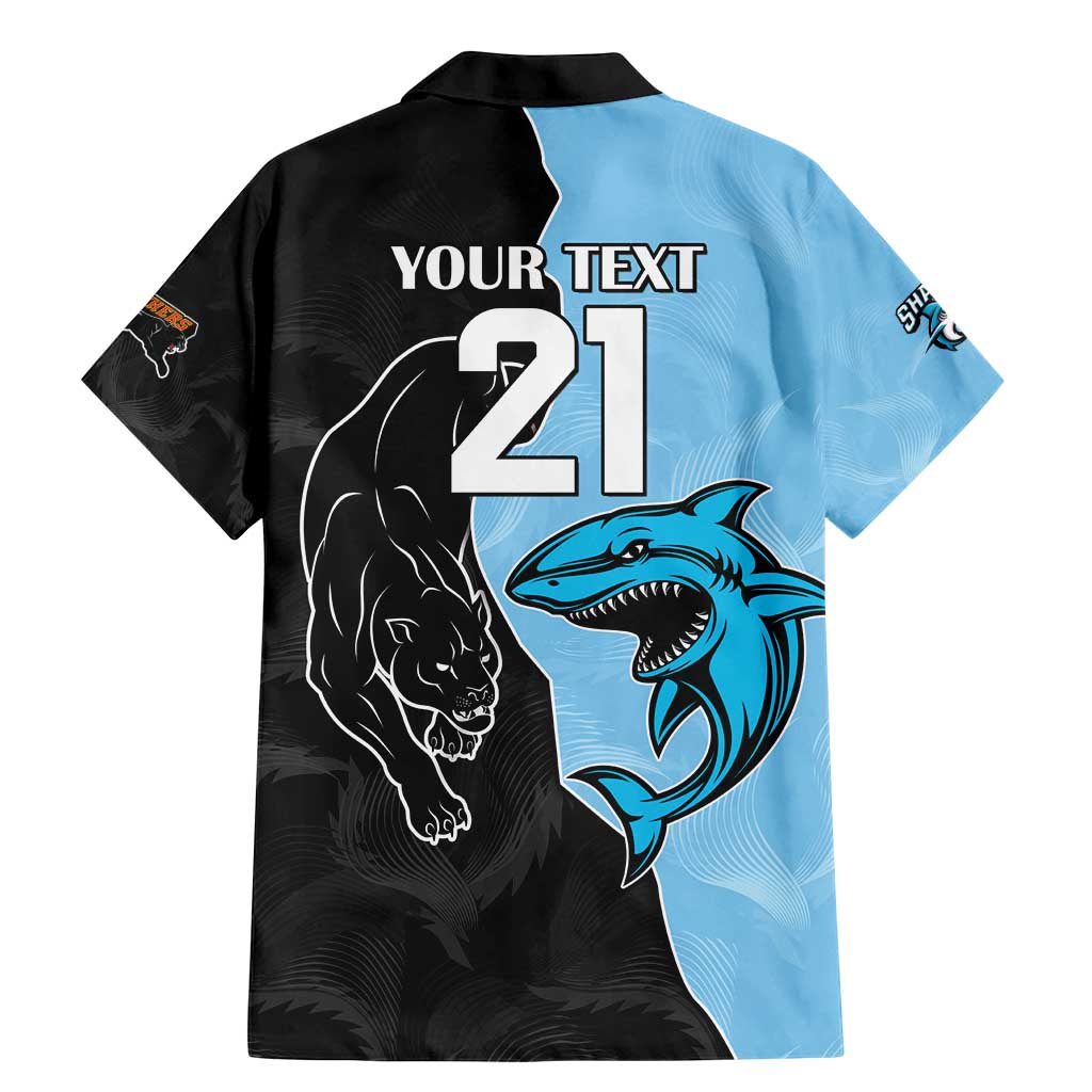 NRL Panthers-Shark Mascot Custom Family Matching Mermaid Dress and Hawaiian Shirt Cracked Metal Style