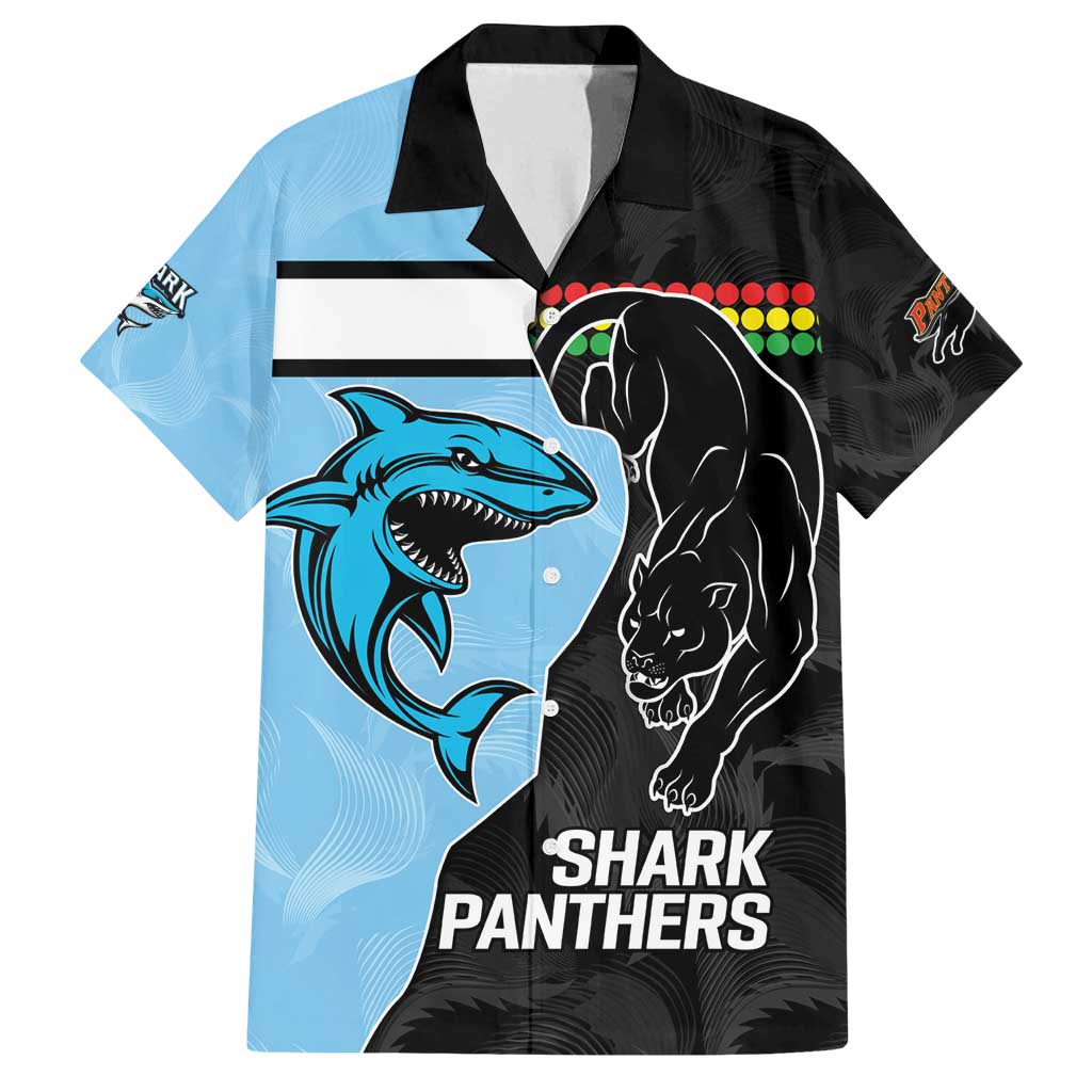 NRL Panthers-Shark Mascot Custom Family Matching Summer Maxi Dress and Hawaiian Shirt Cracked Metal Style