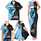 NRL Panthers-Shark Mascot Custom Family Matching Tank Maxi Dress and Hawaiian Shirt Cracked Metal Style
