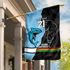 NRL Panthers-Shark Mascot Custom Garden Flag Cracked Metal Style