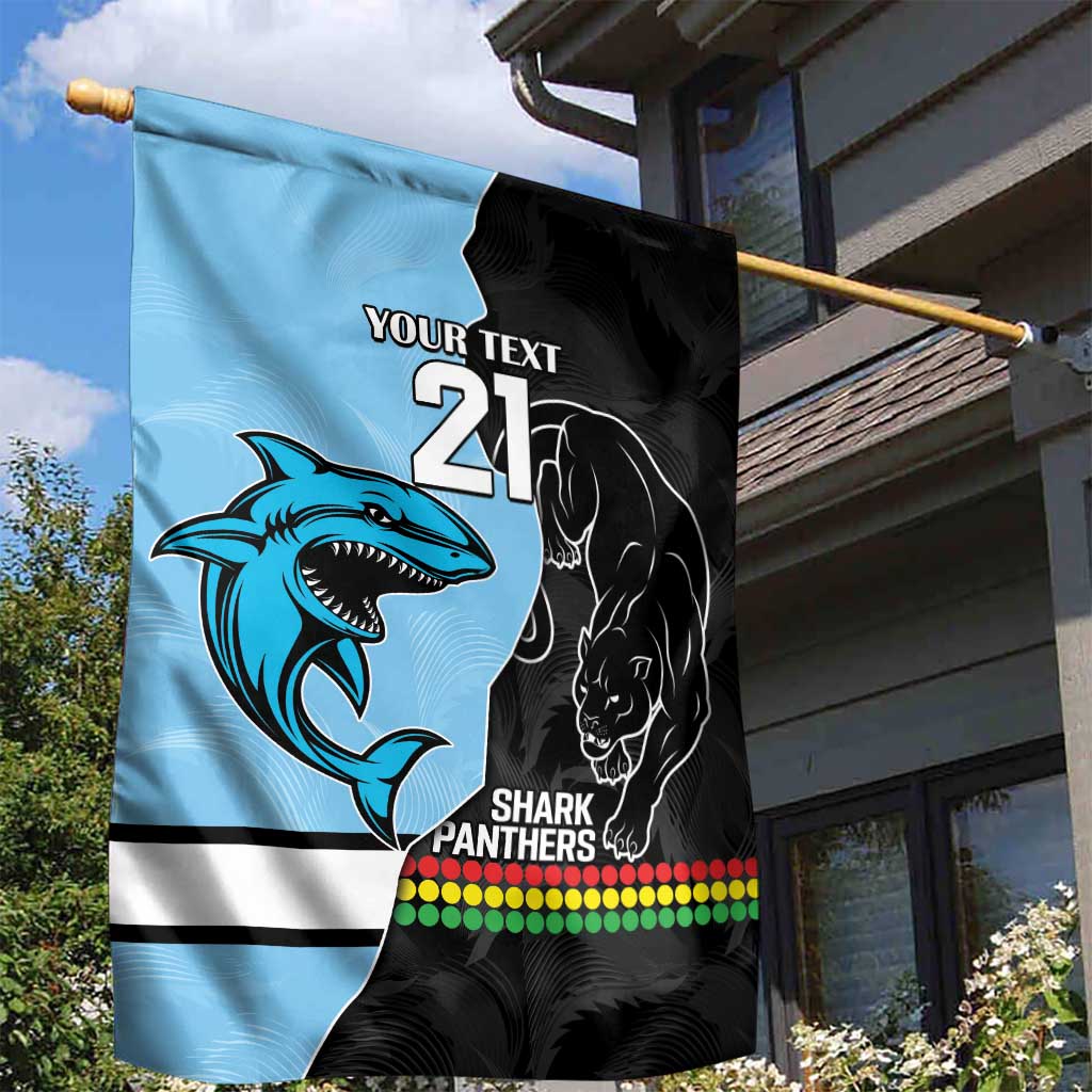 NRL Panthers-Shark Mascot Custom Garden Flag Cracked Metal Style