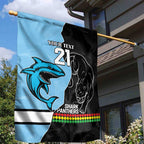 NRL Panthers-Shark Mascot Custom Garden Flag Cracked Metal Style