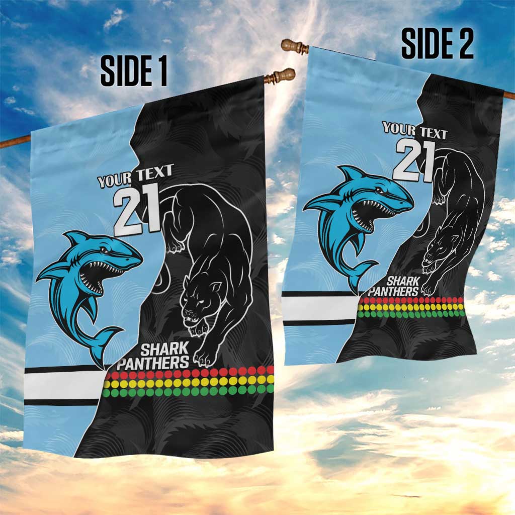 NRL Panthers-Shark Mascot Custom Garden Flag Cracked Metal Style