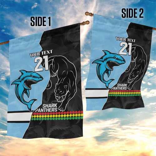 NRL Panthers-Shark Mascot Custom Garden Flag Cracked Metal Style