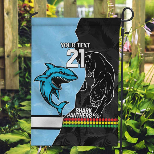 NRL Panthers-Shark Mascot Custom Garden Flag Cracked Metal Style