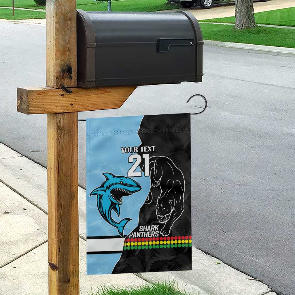 NRL Panthers-Shark Mascot Custom Garden Flag Cracked Metal Style