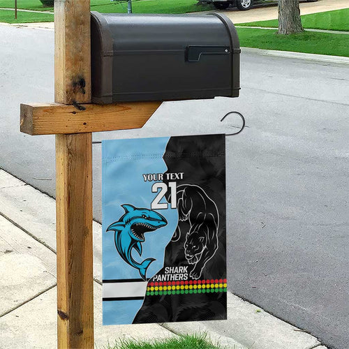 NRL Panthers-Shark Mascot Custom Garden Flag Cracked Metal Style