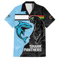 NRL Panthers-Shark Mascot Custom Hawaiian Shirt Cracked Metal Style