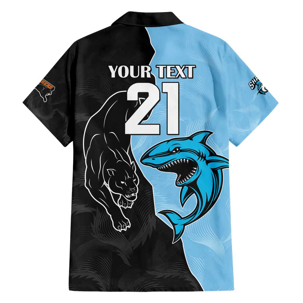 NRL Panthers-Shark Mascot Custom Hawaiian Shirt Cracked Metal Style