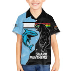 NRL Panthers-Shark Mascot Custom Hawaiian Shirt Cracked Metal Style