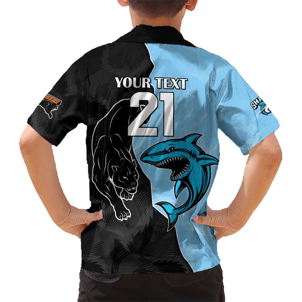 NRL Panthers-Shark Mascot Custom Hawaiian Shirt Cracked Metal Style