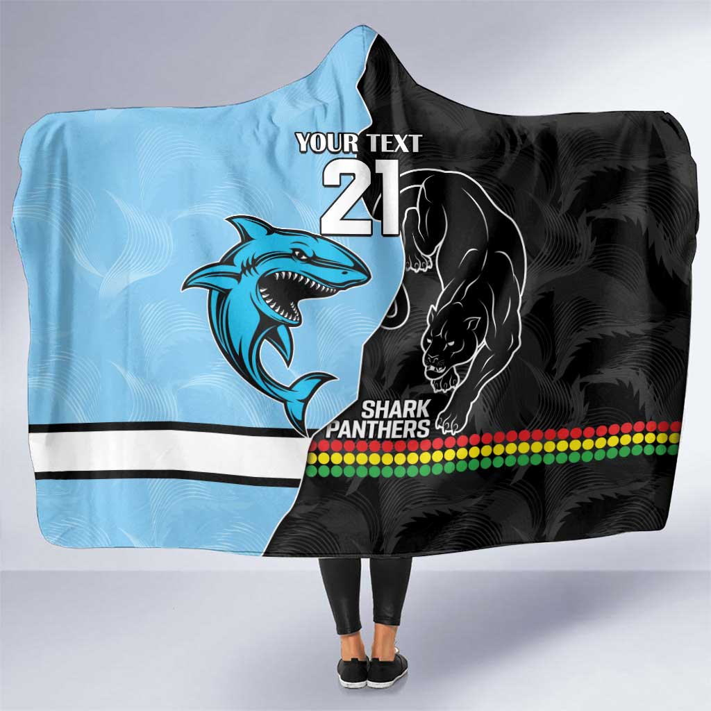 NRL Panthers-Shark Mascot Custom Hooded Blanket Cracked Metal Style