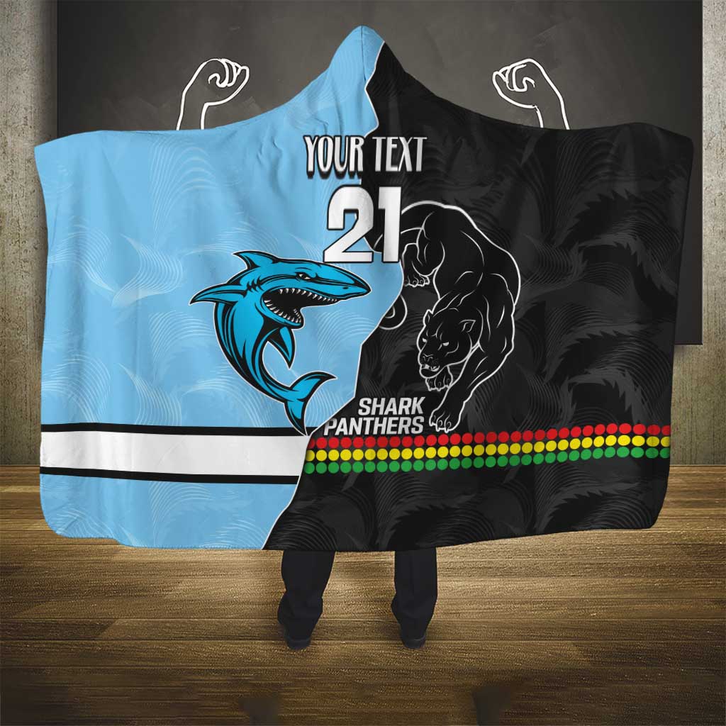 NRL Panthers-Shark Mascot Custom Hooded Blanket Cracked Metal Style