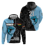 NRL Panthers-Shark Mascot Custom Hoodie Cracked Metal Style