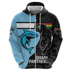 NRL Panthers-Shark Mascot Custom Hoodie Cracked Metal Style