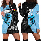 NRL Panthers-Shark Mascot Custom Hoodie Dress Cracked Metal Style