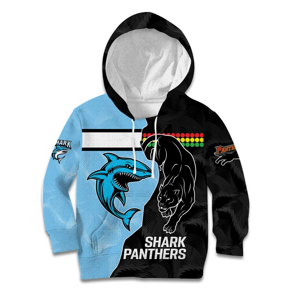 NRL Panthers-Shark Mascot Custom Kid Hoodie Cracked Metal Style