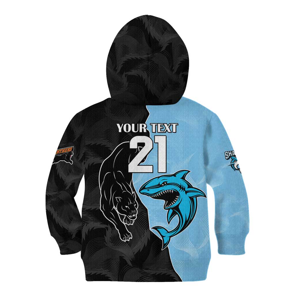 NRL Panthers-Shark Mascot Custom Kid Hoodie Cracked Metal Style