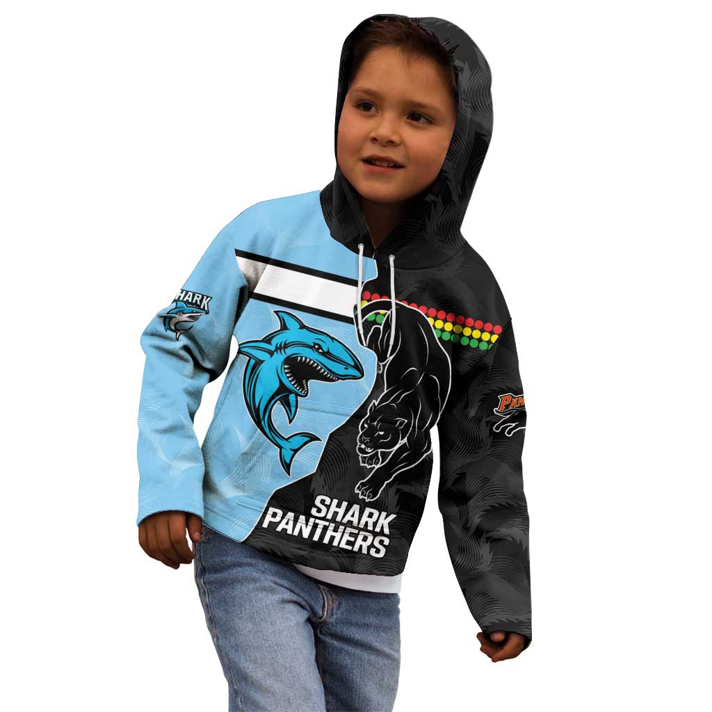 NRL Panthers-Shark Mascot Custom Kid Hoodie Cracked Metal Style